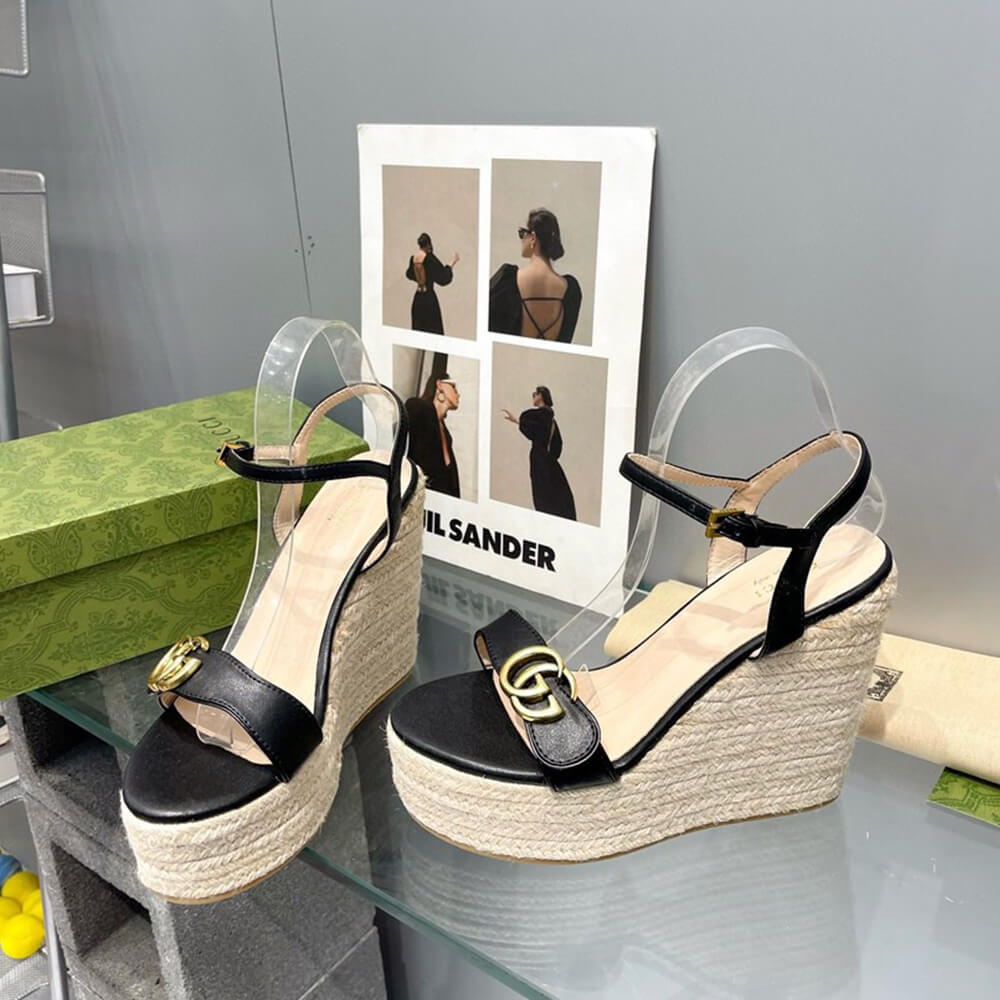 G*u*i  women’s gg espadrille wedge sandals