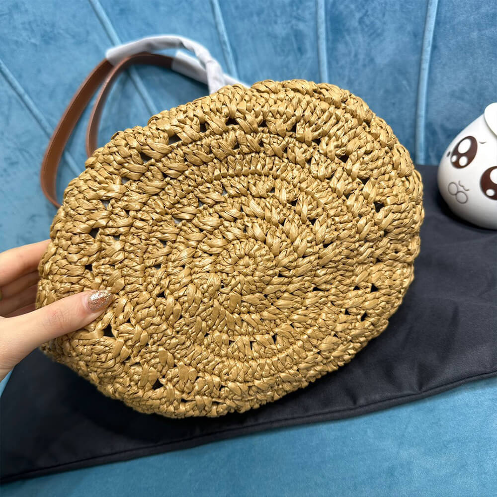 YSL Small Panier Raffia Bag In Brown