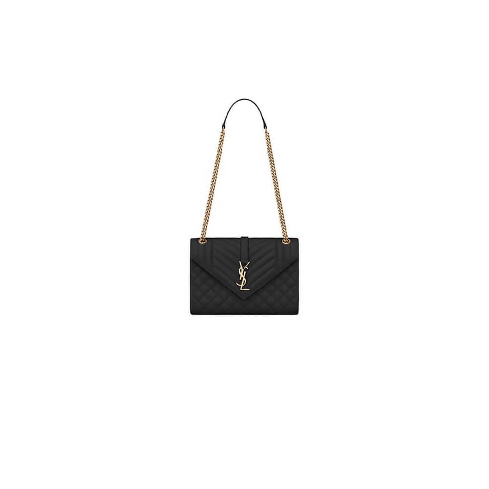 YSL ENVELOPE MEDIUM IN QUILTED GRAIN DE POUDRE EMBOSSED LEATHER