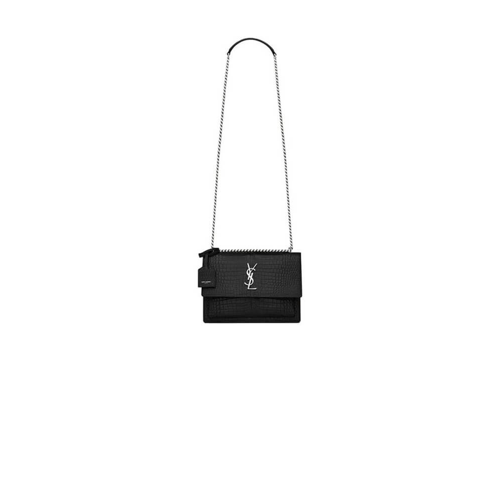 YSL Crocodile-embossed leather SUNSET Medium