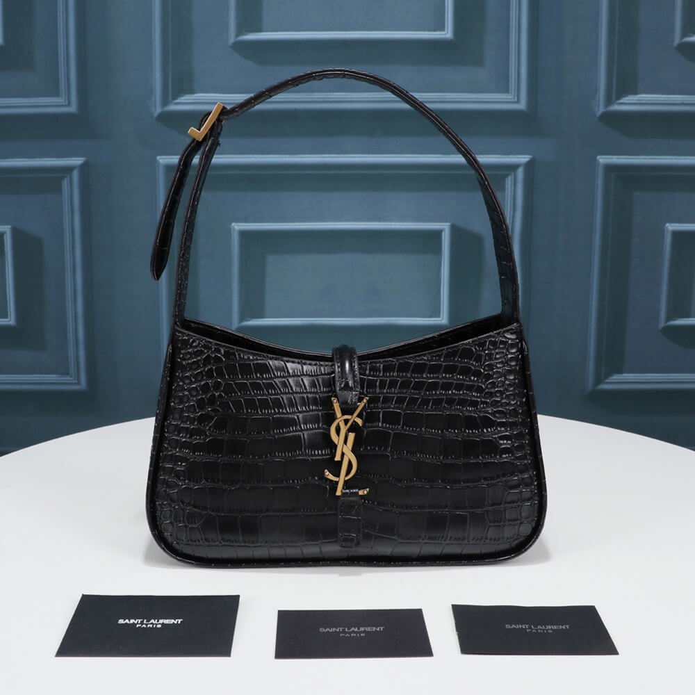 YSL LE 5 À 7 Crocodile embossed glossed leather