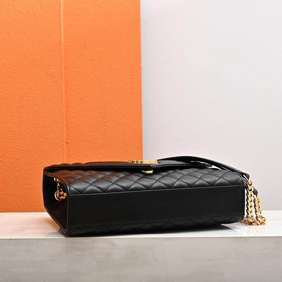 YSL ENVELOPE MEDIUM IN QUILTED GRAIN DE POUDRE EMBOSSED LEATHER