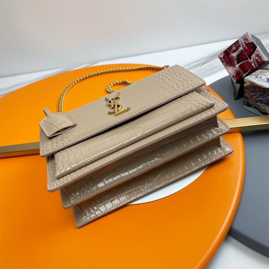 YSL Crocodile-embossed leather SUNSET Medium