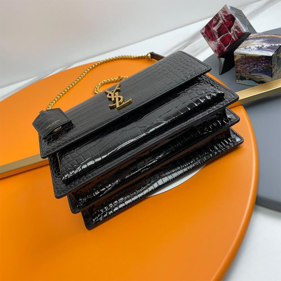 YSL Crocodile-embossed leather SUNSET Medium