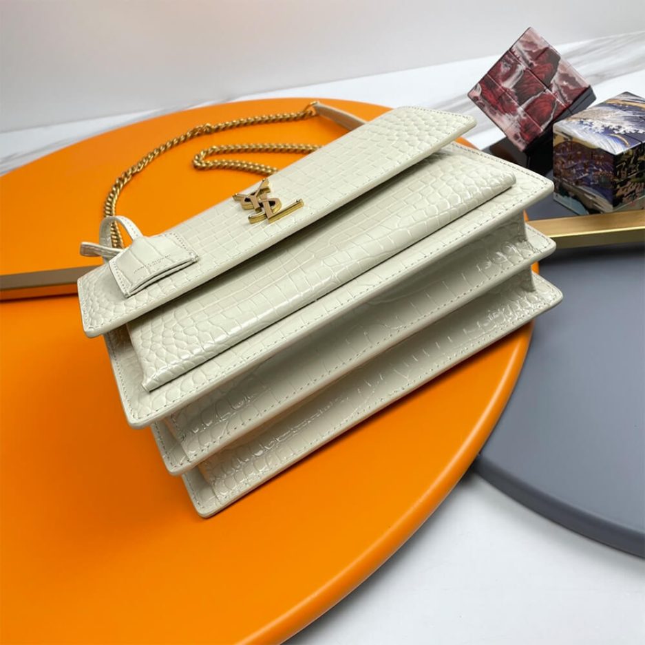 YSL Crocodile-embossed leather SUNSET Medium