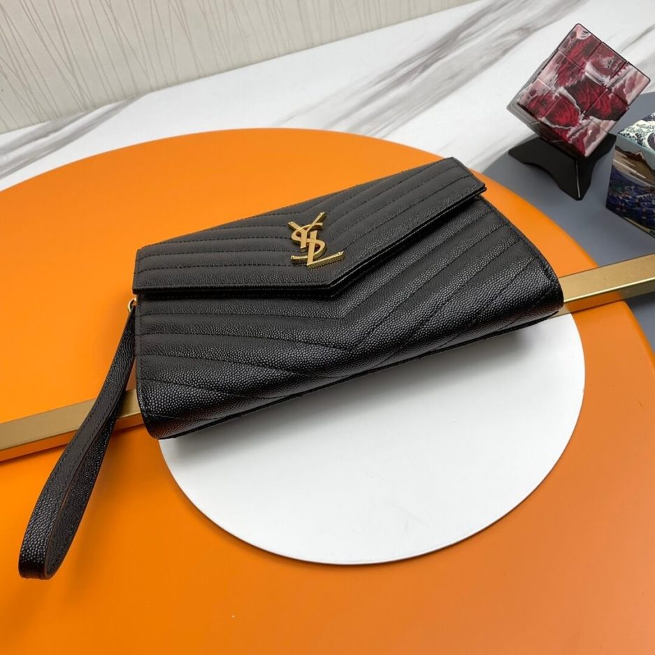 YSL CASSANDRE matelassé leather flap clutch