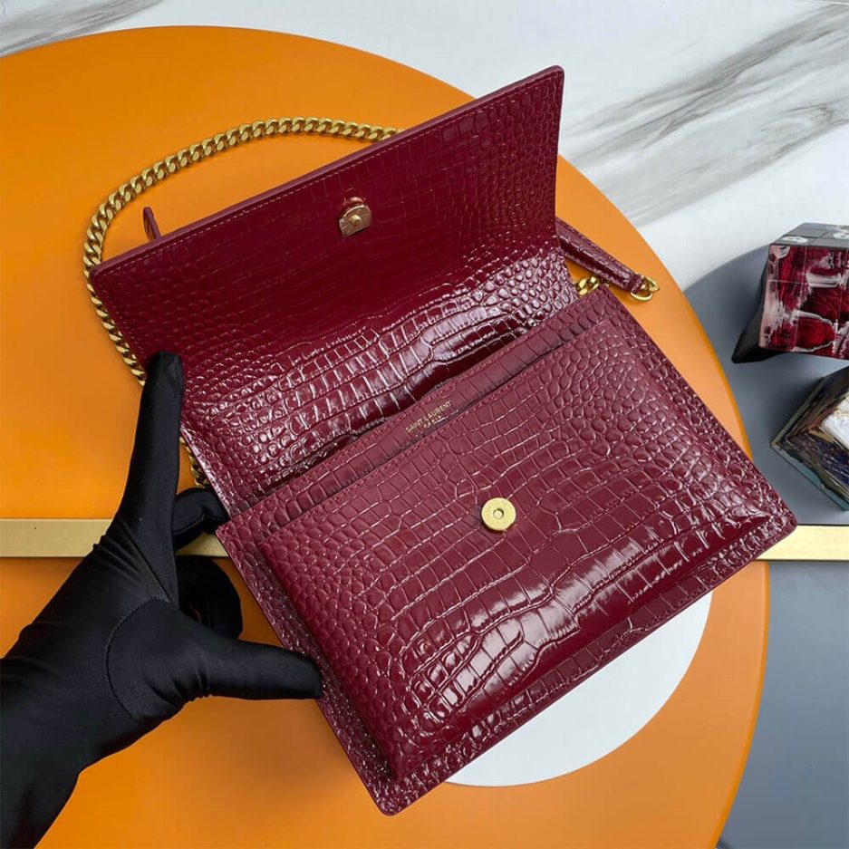 YSL Crocodile-embossed leather SUNSET Medium