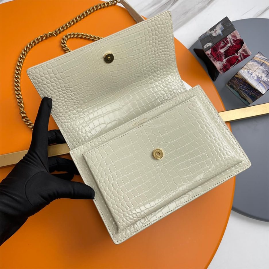 YSL Crocodile-embossed leather SUNSET Medium