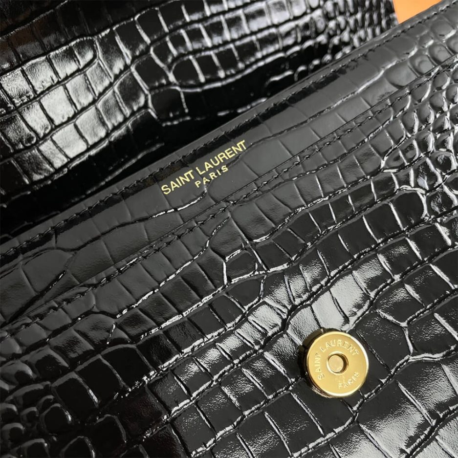 YSL Crocodile-embossed leather SUNSET Medium