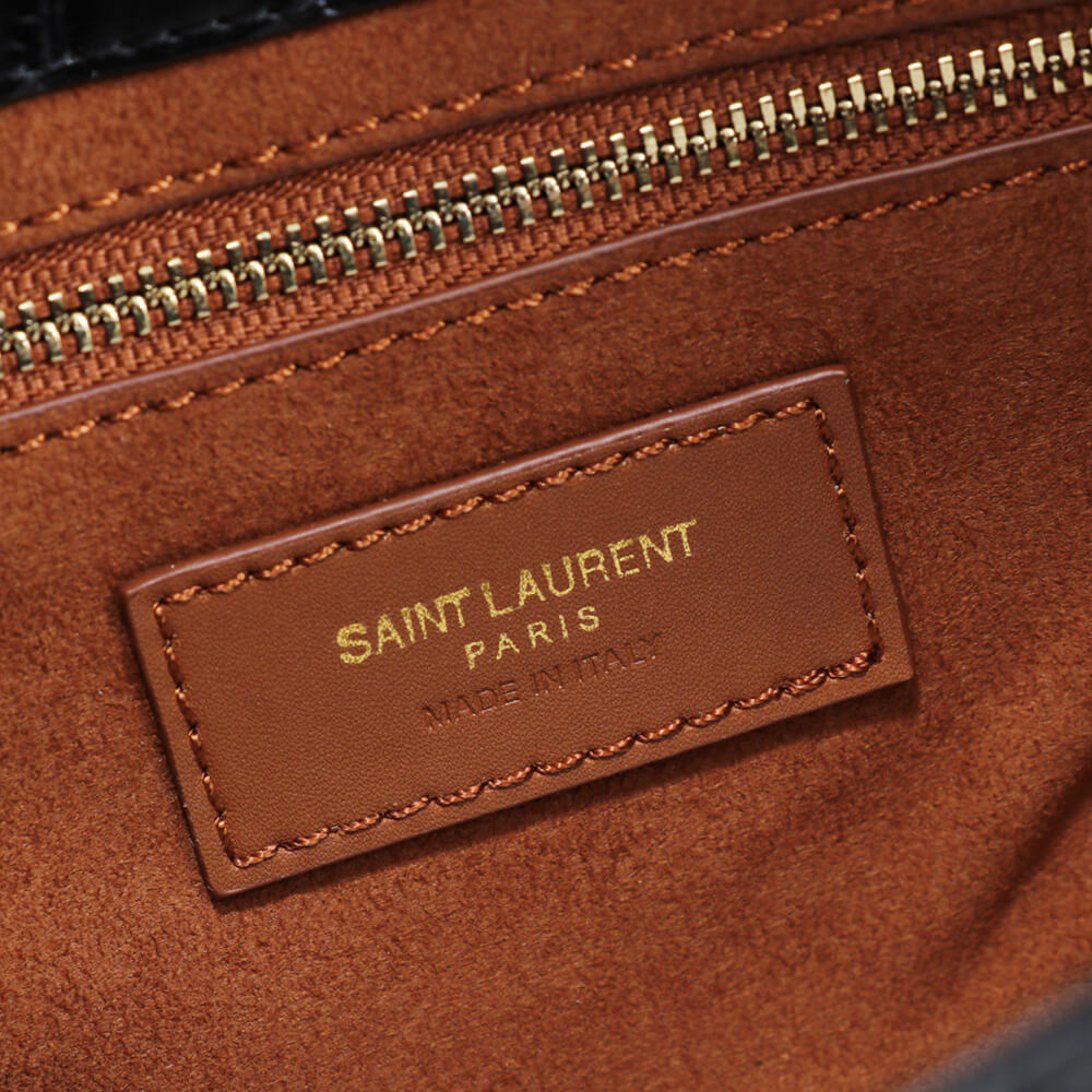 YSL LE 5 À 7 Crocodile embossed glossed leather