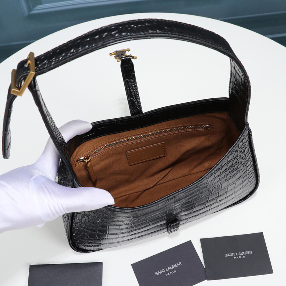 YSL LE 5 À 7 Crocodile embossed glossed leather