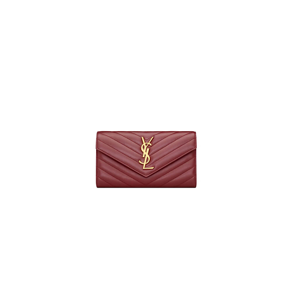 YSL CASSANDRE MATELASSÉ LARGE FLAP WALLET IN GRAIN DE POUDRE LEATHER