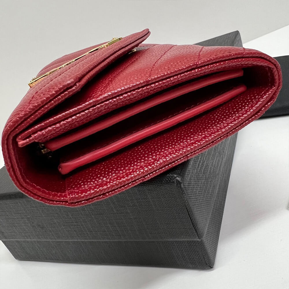 YSL CASSANDRE MATELASSÉ LARGE FLAP WALLET IN GRAIN DE POUDRE LEATHER