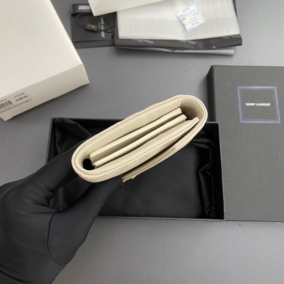 YSL CASSANDRE MATELASSÉ LARGE FLAP WALLET IN GRAIN DE POUDRE LEATHER