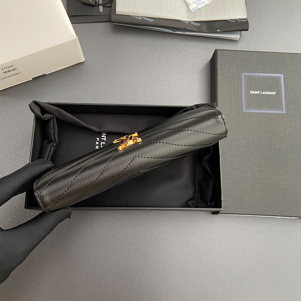 YSL CASSANDRE MATELASSÉ LARGE FLAP WALLET IN GRAIN DE POUDRE LEATHER