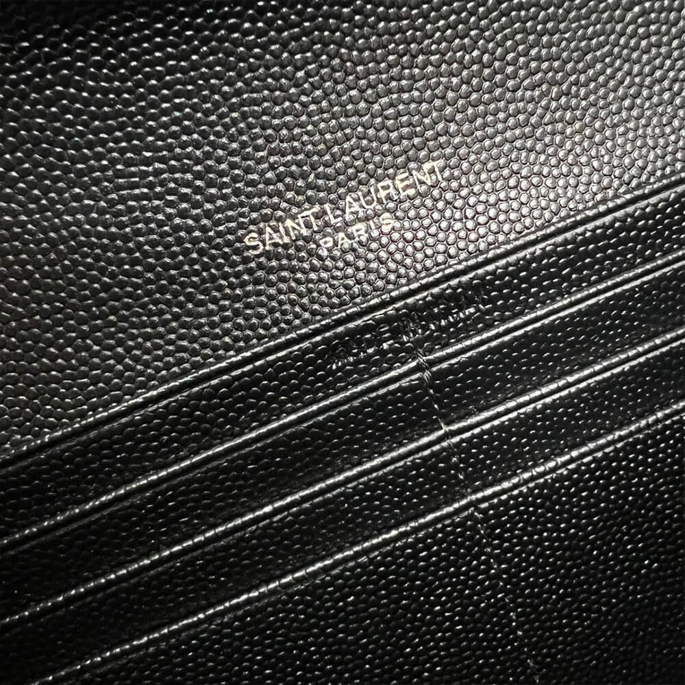 YSL CASSANDRE MATELASSÉ LARGE FLAP WALLET IN GRAIN DE POUDRE LEATHER