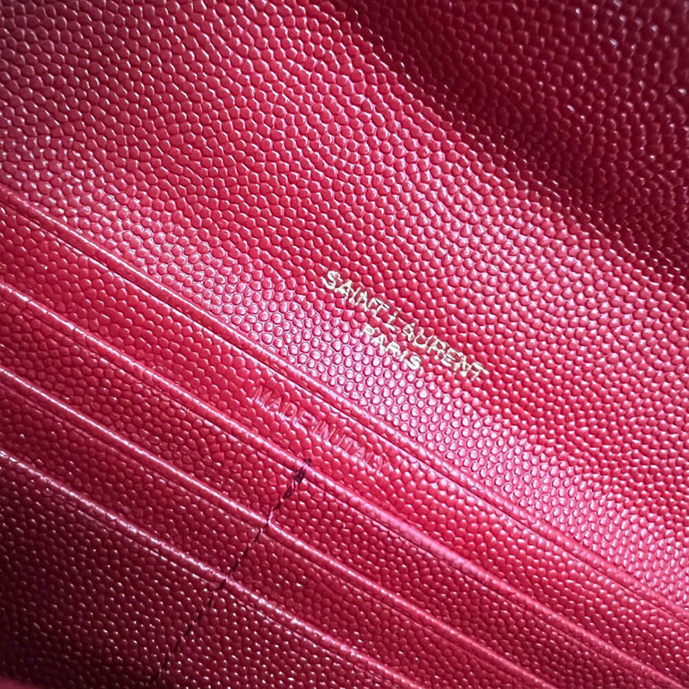 YSL CASSANDRE MATELASSÉ LARGE FLAP WALLET IN GRAIN DE POUDRE LEATHER