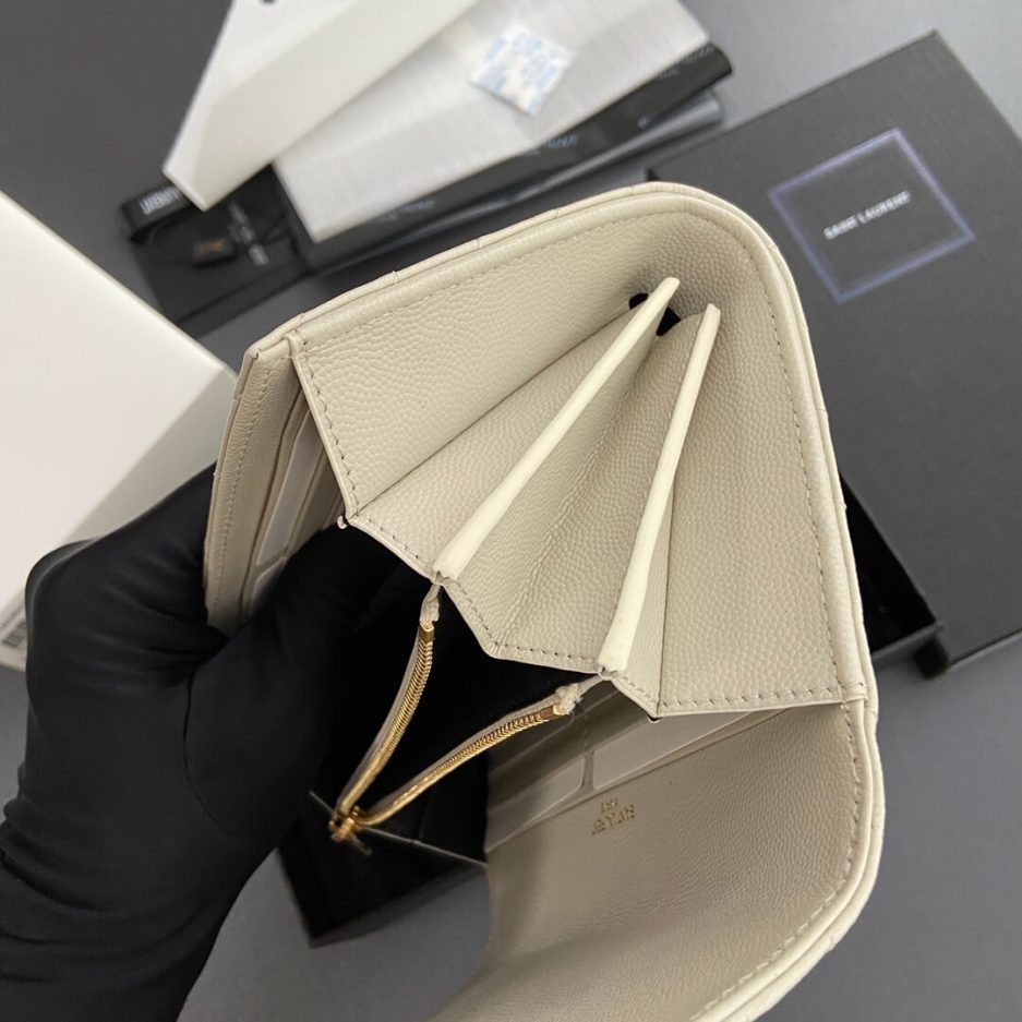 YSL CASSANDRE MATELASSÉ LARGE FLAP WALLET IN GRAIN DE POUDRE LEATHER