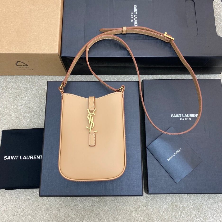 YSL Le 5 à 7 mini vertical bag in shiny leather