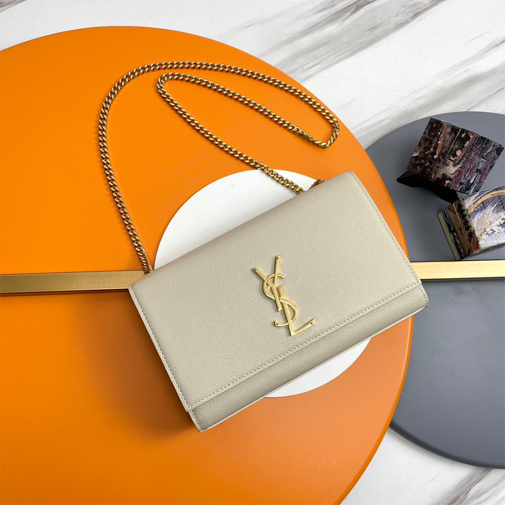 KATE MEDIUM CHAIN BAG IN GRAIN DE POUDRE EMBOSSED LEATHER