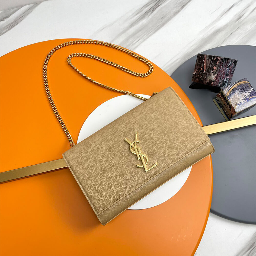 KATE MEDIUM CHAIN BAG IN GRAIN DE POUDRE EMBOSSED LEATHER