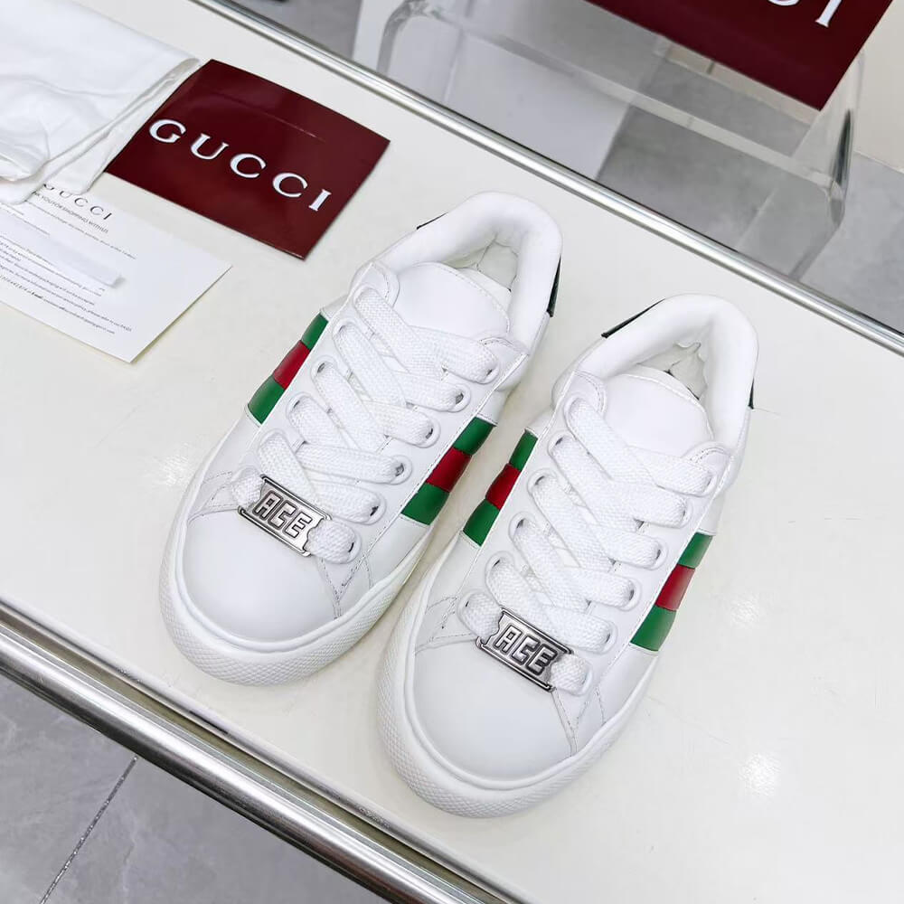 G*u*i ace web stripe leather sneakers