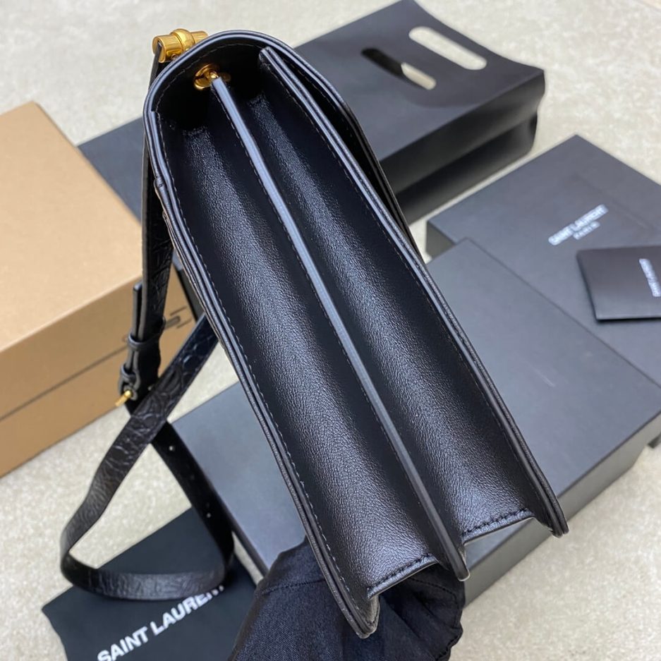 YSL Crocodile Embossed Gaby Satchel