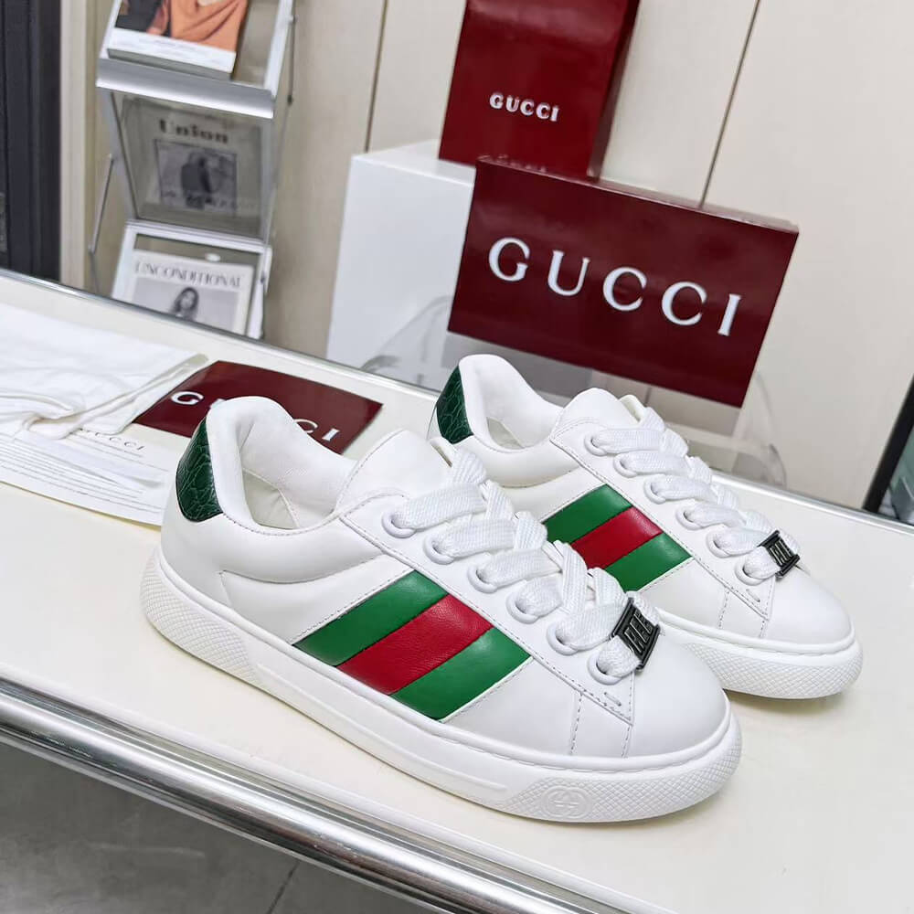 G*u*i ace web stripe leather sneakers