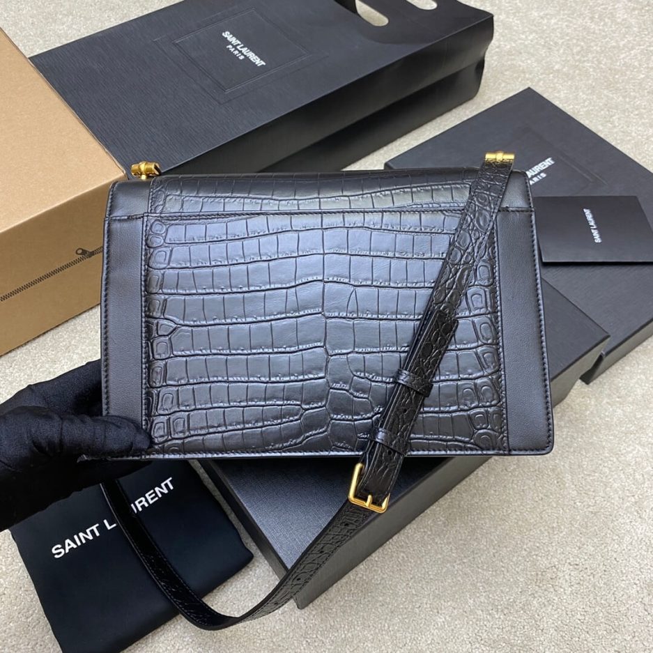 YSL Crocodile Embossed Gaby Satchel