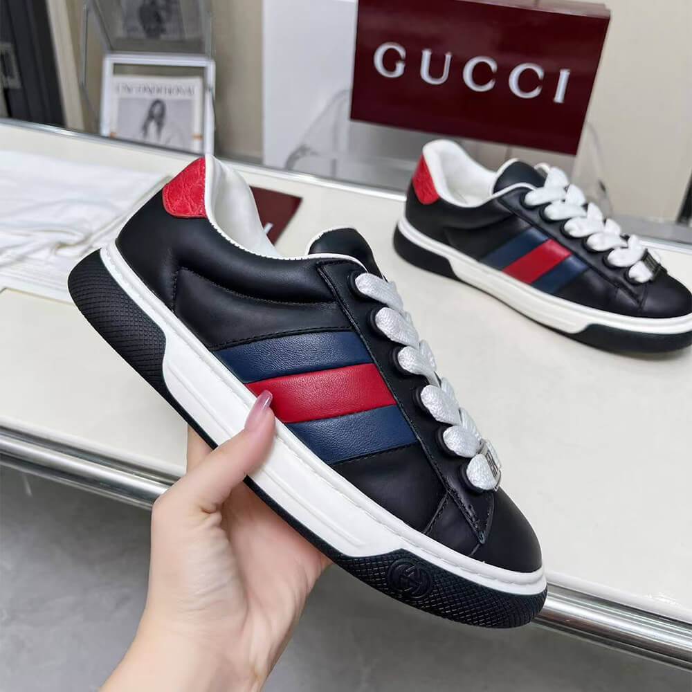 G*u*i ace web stripe leather sneakers