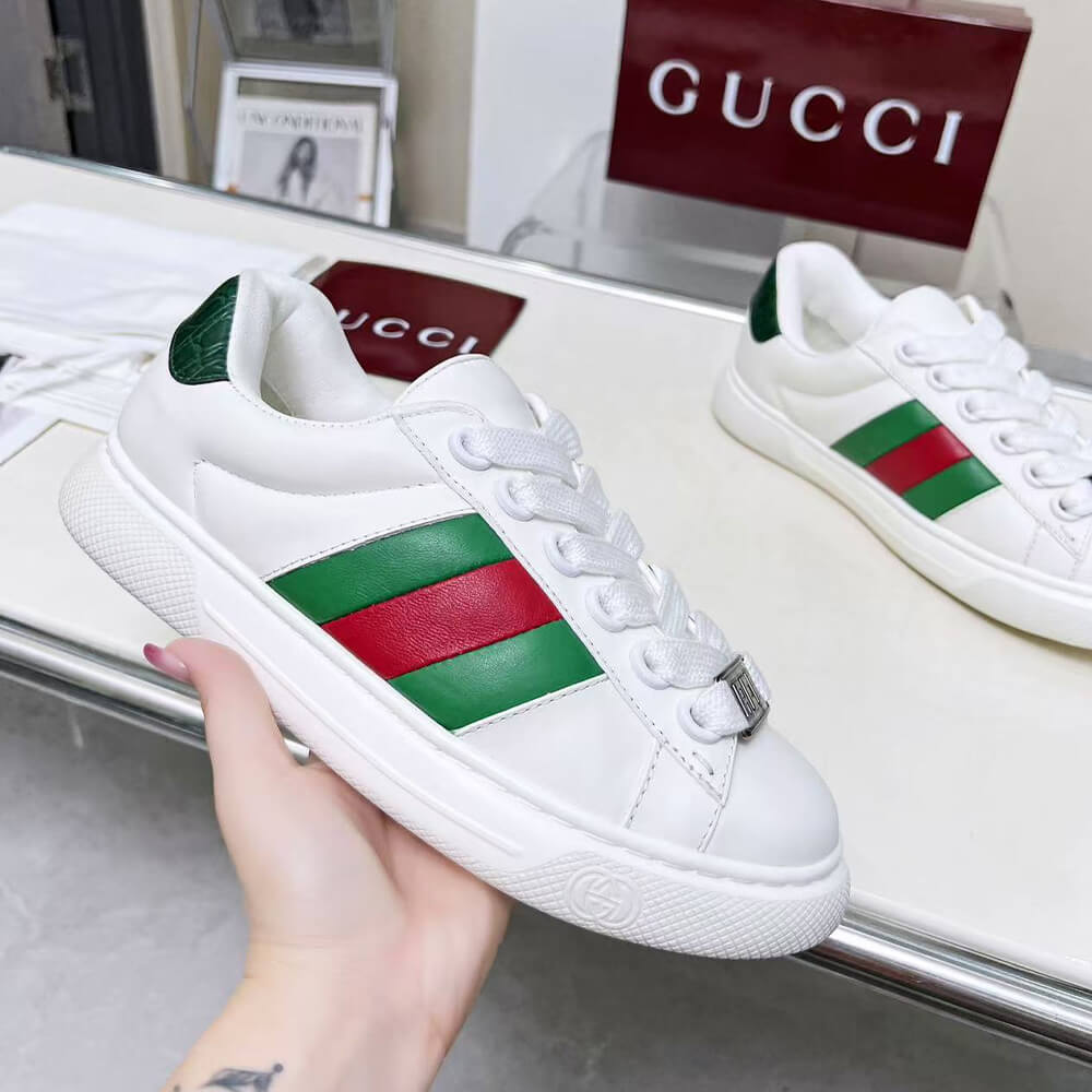 G*u*i ace web stripe leather sneakers
