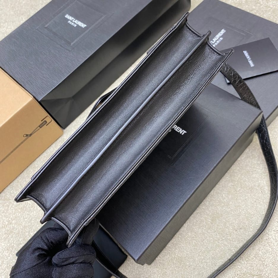 YSL Crocodile Embossed Gaby Satchel