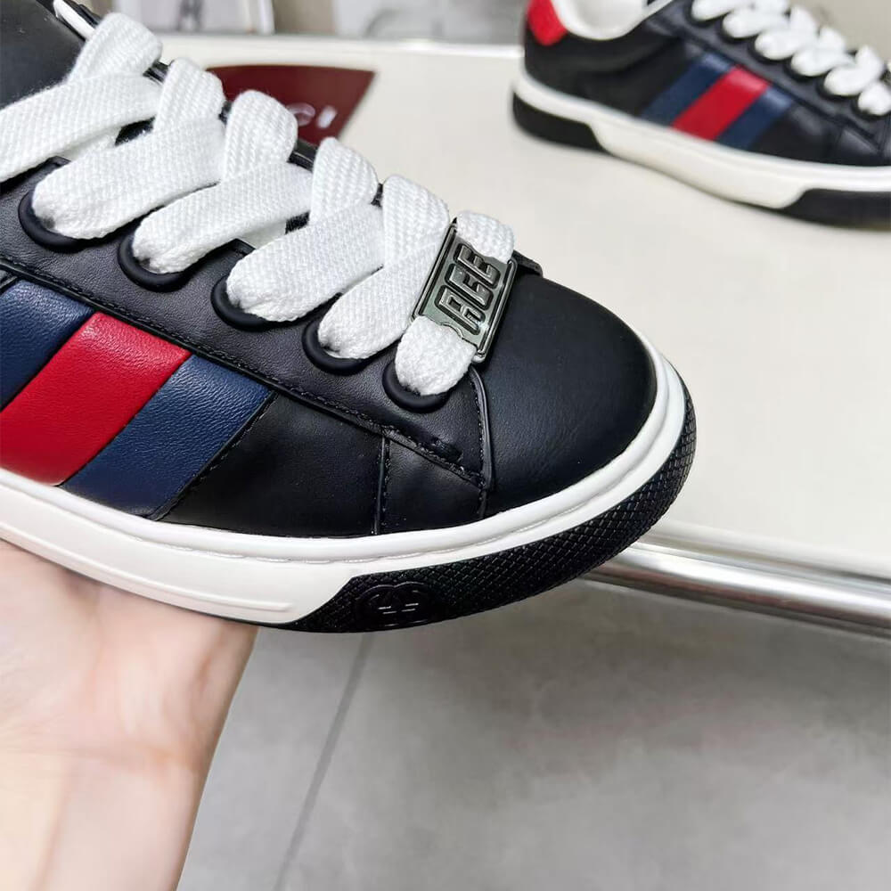 G*u*i ace web stripe leather sneakers