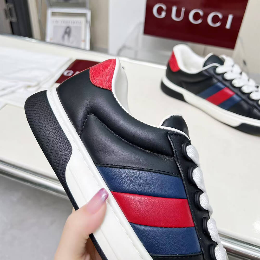 G*u*i ace web stripe leather sneakers