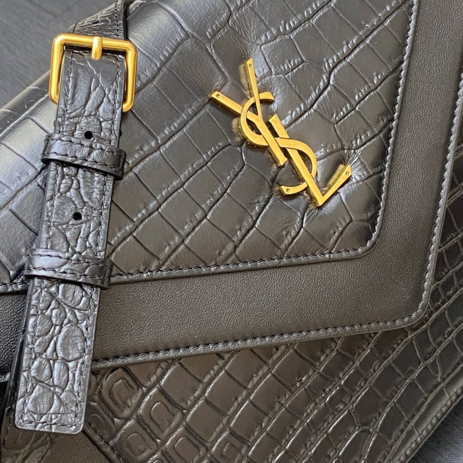 YSL Crocodile Embossed Gaby Satchel