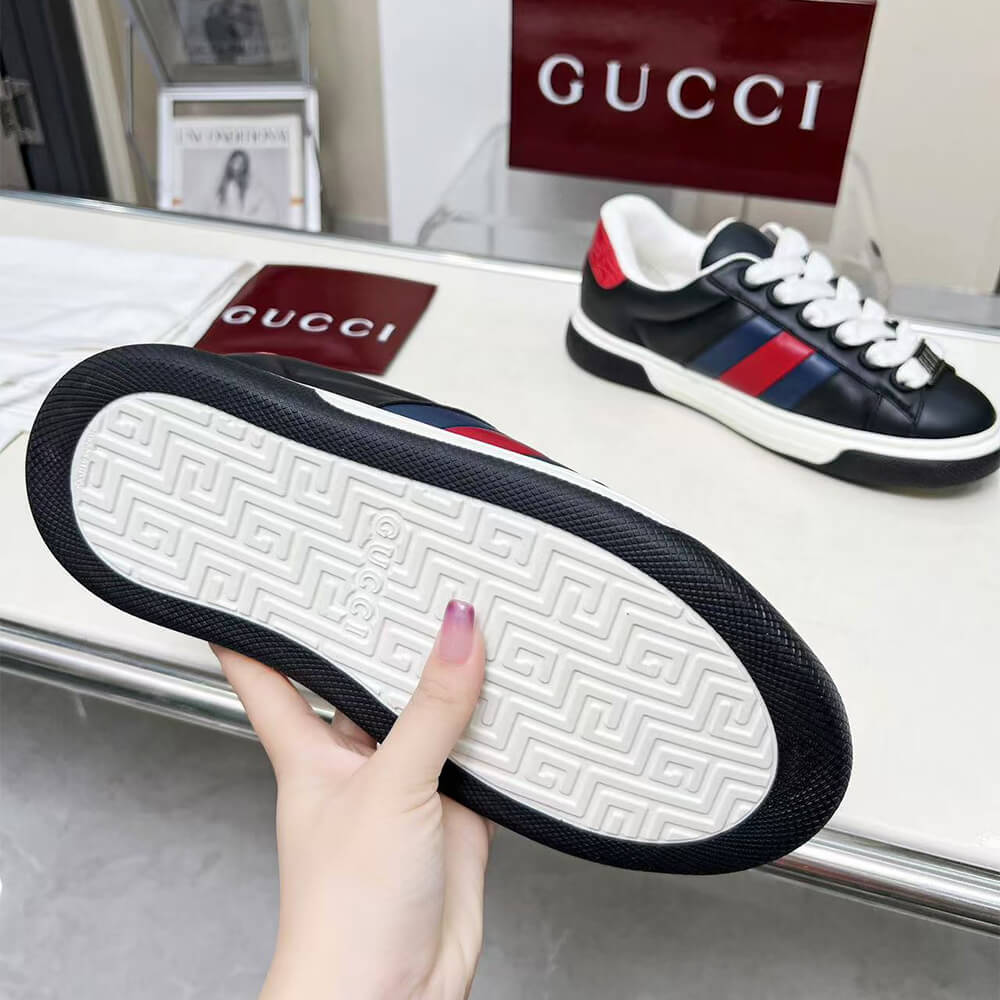G*u*i ace web stripe leather sneakers