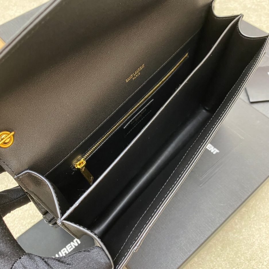 YSL Crocodile Embossed Gaby Satchel